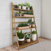 Nature Spring 4-tier Ladder Plant Stand Bamboo Storage Shelf, Foldable Indoor/Outdoor Rack for Flowerpots, Display 891235DLR